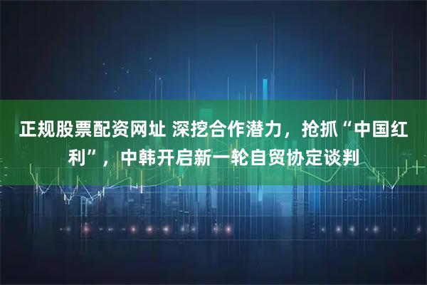 正规股票配资网址 深挖合作潜力，抢抓“中国红利”，中韩开启新一轮自贸协定谈判