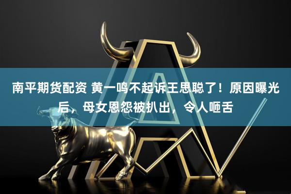 南平期货配资 黄一鸣不起诉王思聪了！原因曝光后，母女恩怨被扒出，令人咂舌